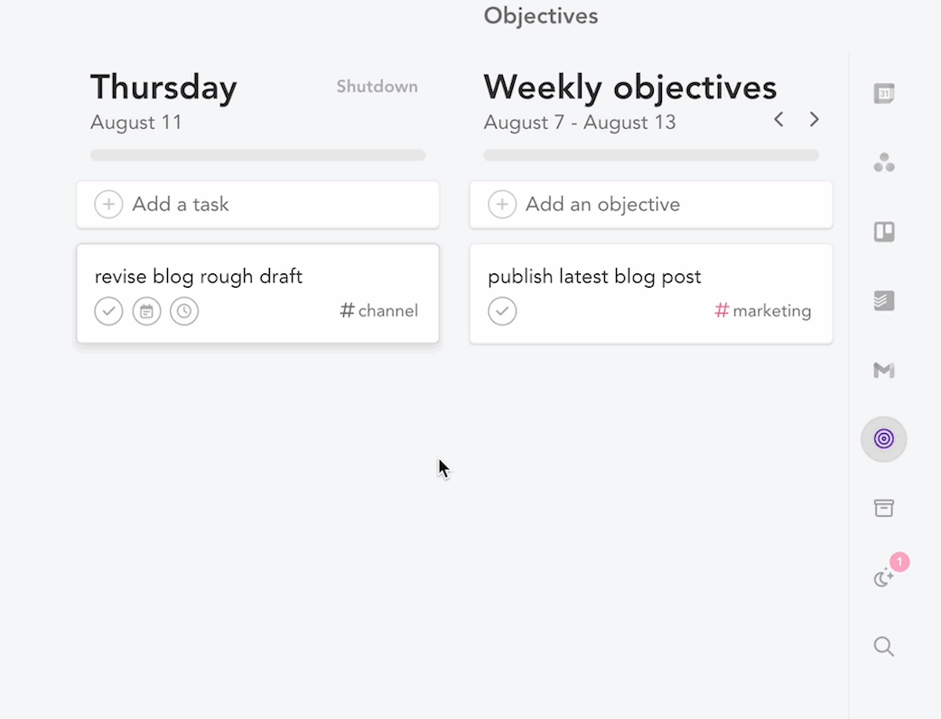 Align a task using the task menu
