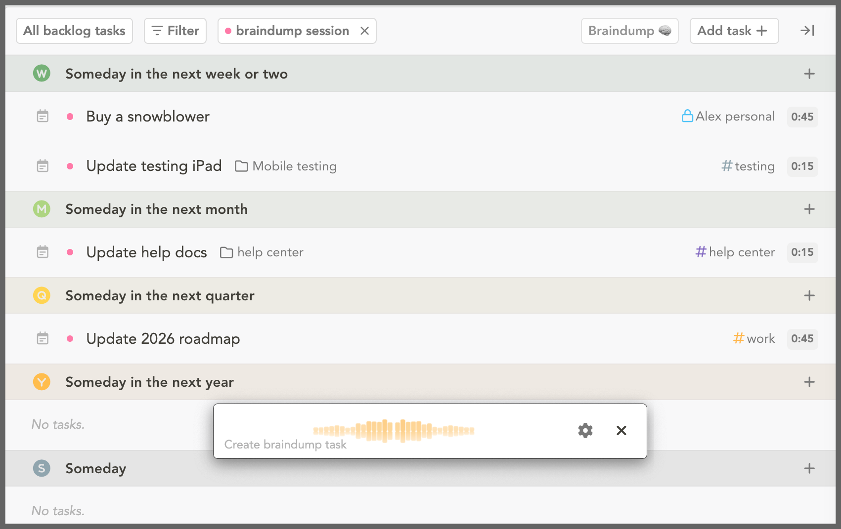 Braindump voice session in progress