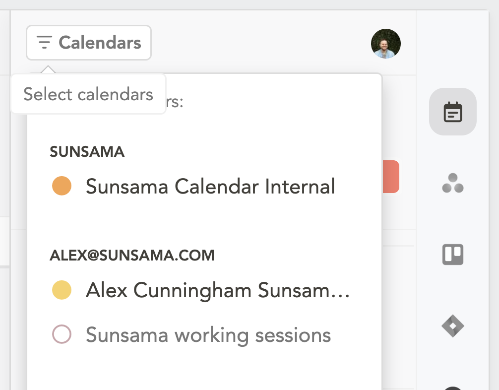 Calendar visibility settings