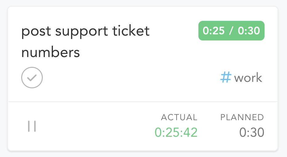 Setting planned time on a task
