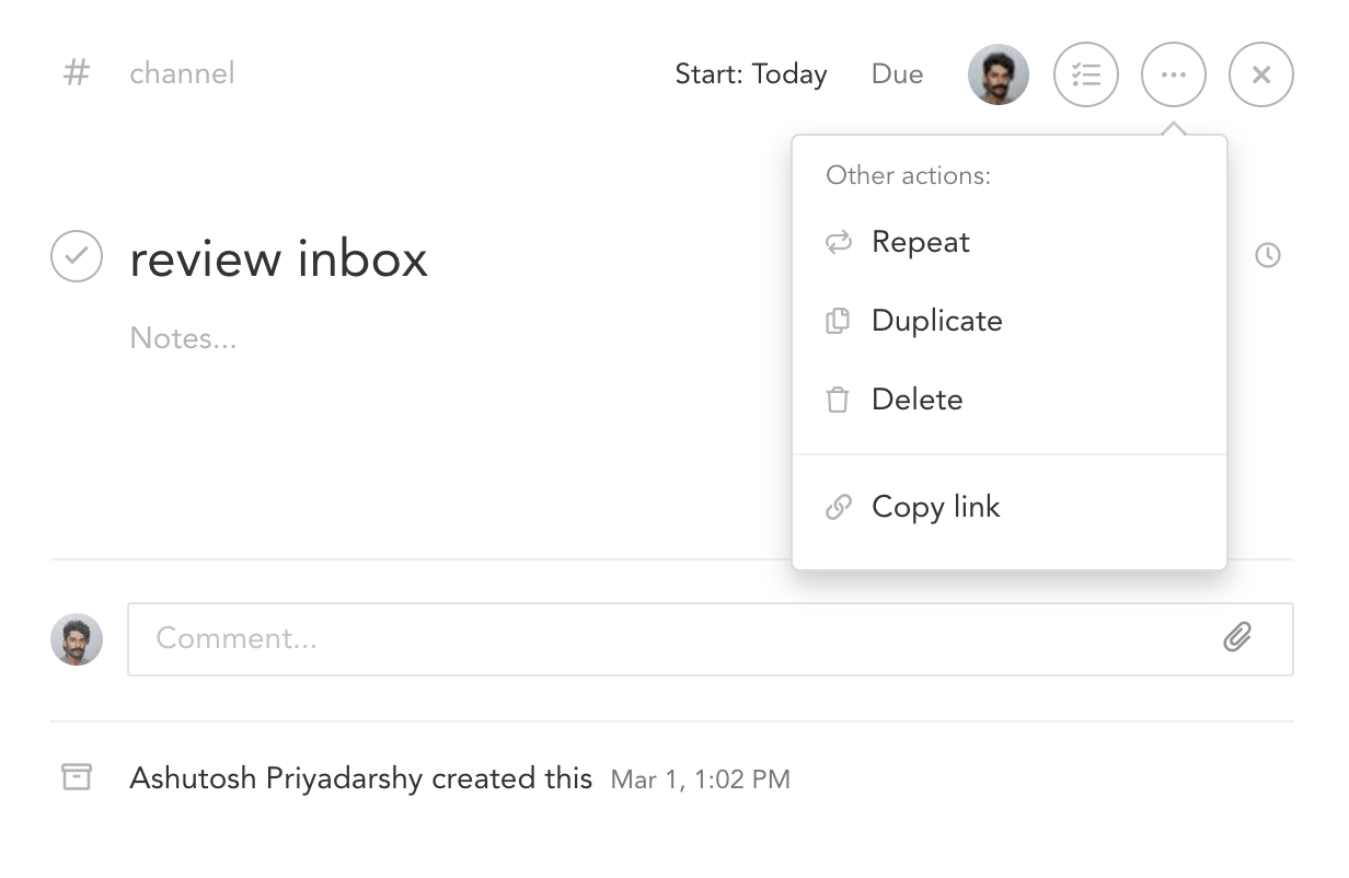 Setting a task to repeat
