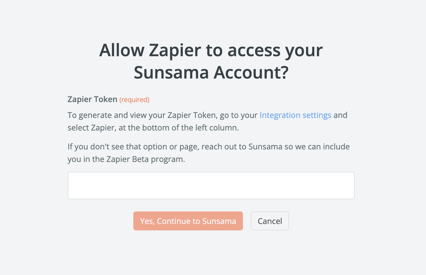 Zapier token settings